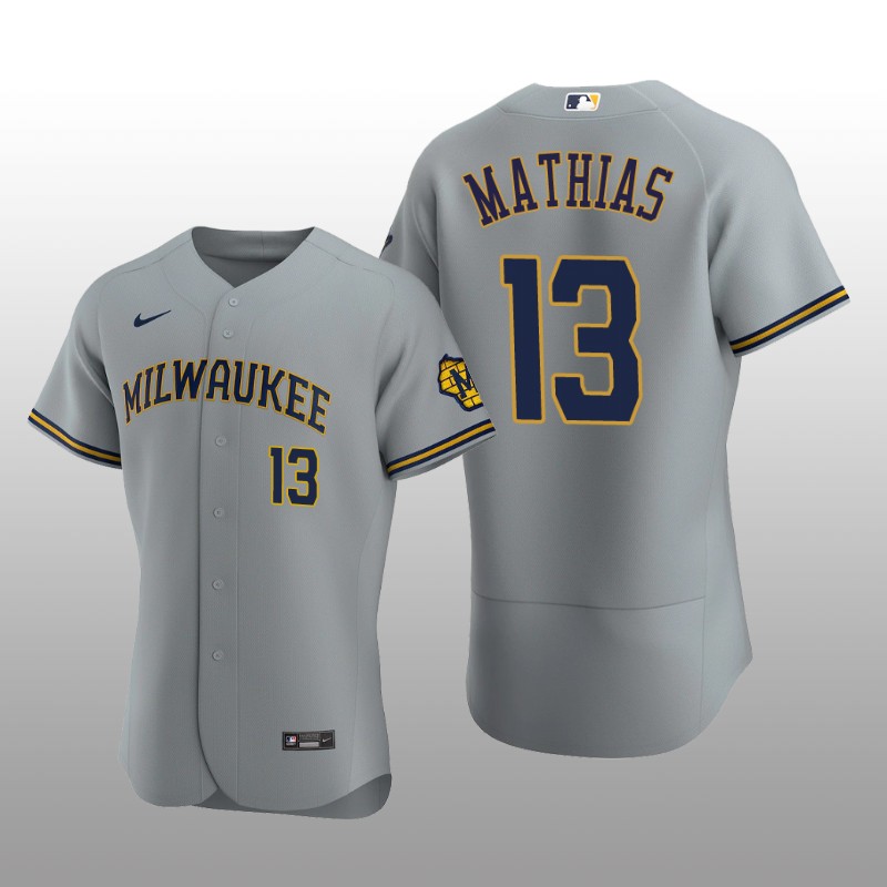 Milwaukee Brewers Mark Mathias Authentic Road Team Gray Jersey