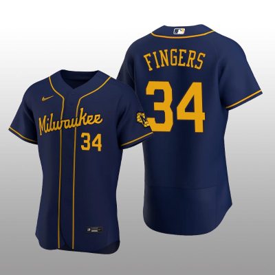 Milwaukee Brewers Rollie Fingers Authentic Alternate Team Navy Jersey