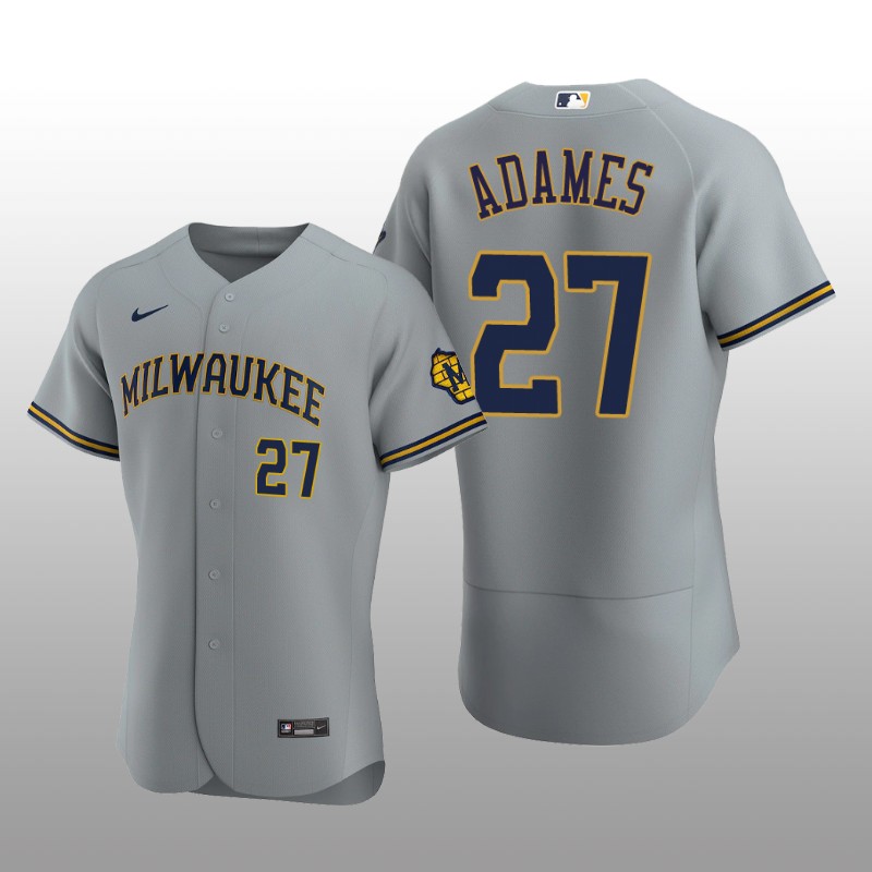 Milwaukee Brewers Willy Adames Authentic Road Team Gray Jersey