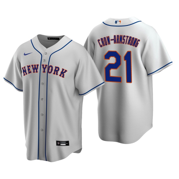 New York Mets Pete Crow-Armstrong Gray 2020 MLB Draft Road Replica Jersey