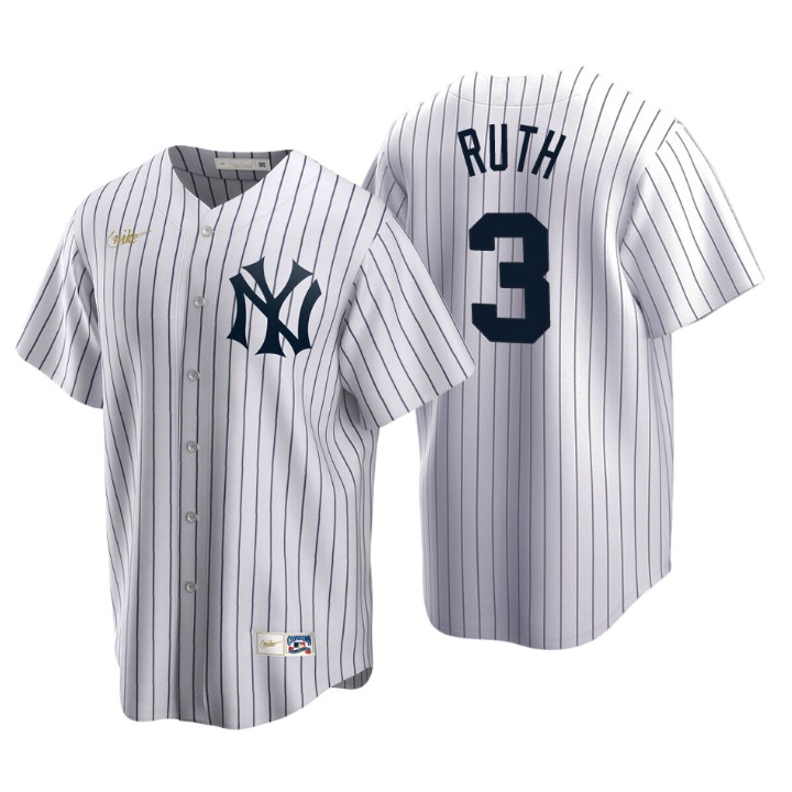 New York Yankees Babe Ruth White Cooperstown Collection Home Jersey