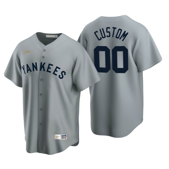 New York Yankees Custom Gray Cooperstown Collection Road Jersey
