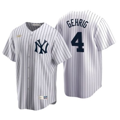 New York Yankees Lou Gehrig White Cooperstown Collection Home Jersey