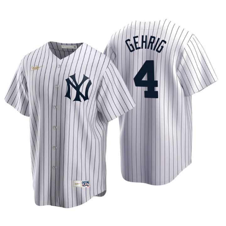 New York Yankees Lou Gehrig White Cooperstown Collection Home Jersey