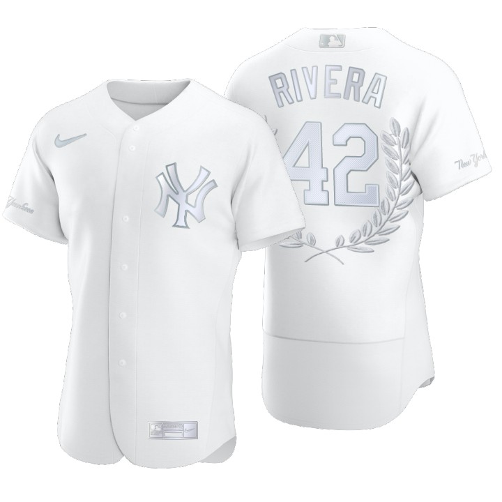 New York Yankees Mariano Rivera White Award Collection Hall of Fame Jersey