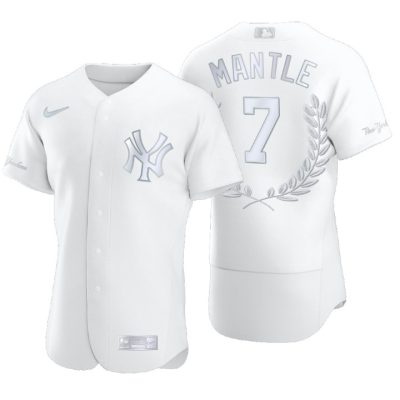 New York Yankees Mickey Mantle White Award Collection Retired Jersey