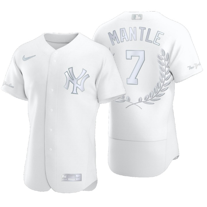 New York Yankees Mickey Mantle White Award Collection Retired Jersey