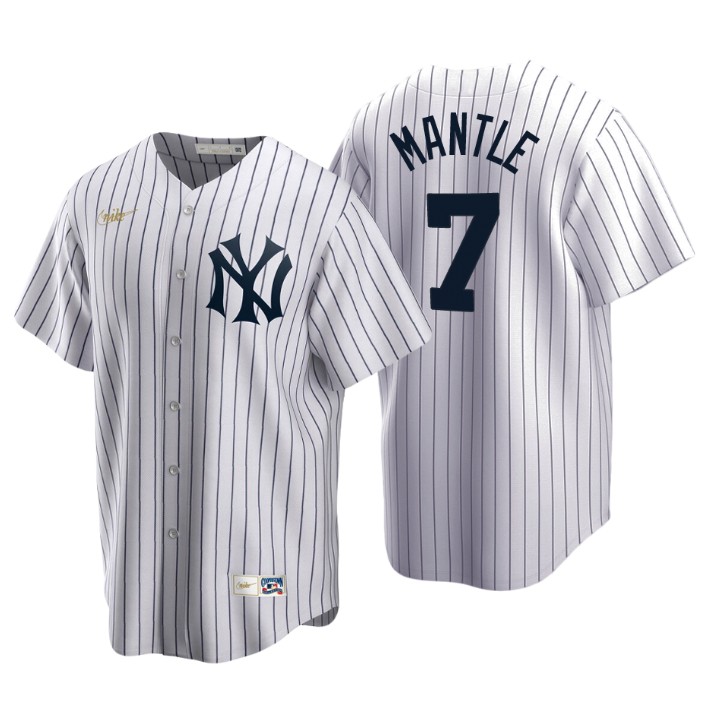 New York Yankees Mickey Mantle White Cooperstown Collection Home Jersey