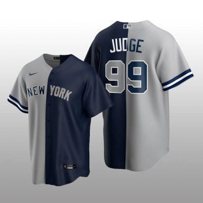New York Yankees Split Nike Jersey Aaron Judge Gray-Navy Splicing