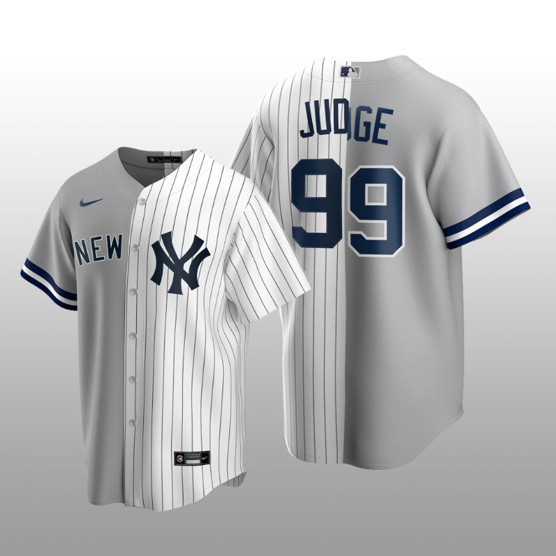 New York Yankees Split Nike Jersey Aaron Judge Gray-White Splicing