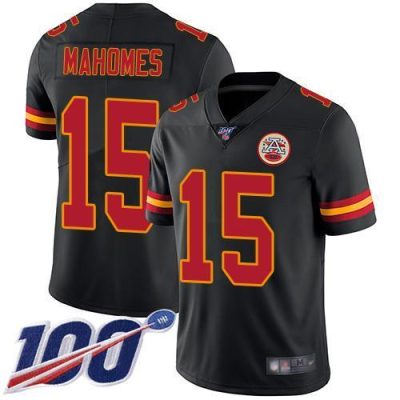 Nike Chiefs #15 Patrick Mahomes Black Stitched NFL Limited Rush 100th Season Jersey