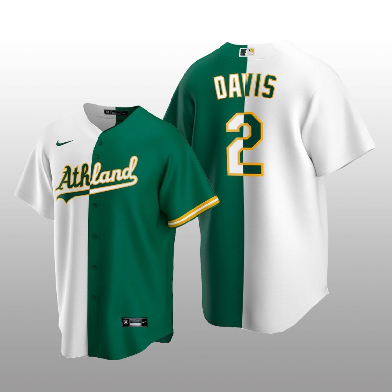 Oakland Athletics Replica Khris Davis White-Green Split Jersey