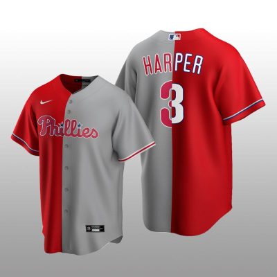 Philadelphia Phillies Split Replica Bryce Harper Red-Gray Jersey