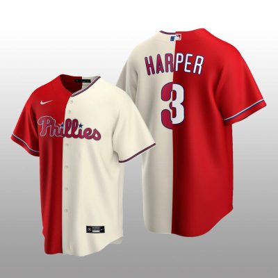 Philadelphia Phillies Split Replica Bryce Harper Red-White Jersey