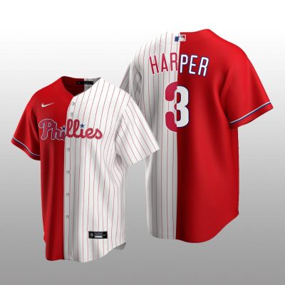 Philadelphia Phillies Split Replica Bryce Harper Red/White Jersey