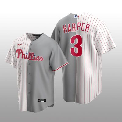 Philadelphia Phillies Split Replica Bryce Harper White/Gray Jersey