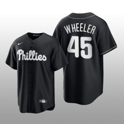 Phillies Zack Wheeler All Black Fashion Serise Replica Black White Jersey