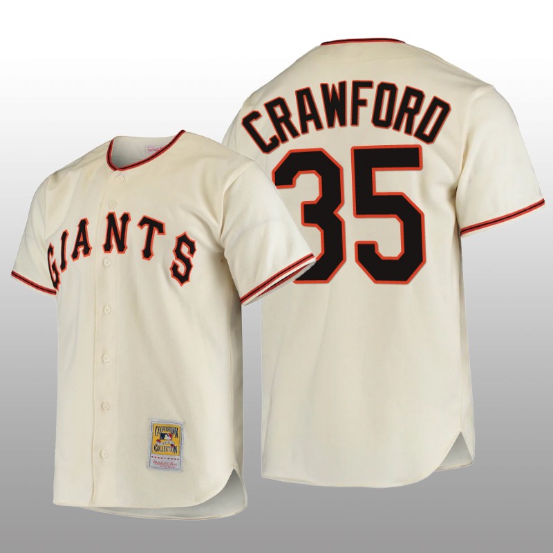 San Francisco Giants Brandon Crawford Authentic Cooperstown Collection Home Cream 1954 Jersey