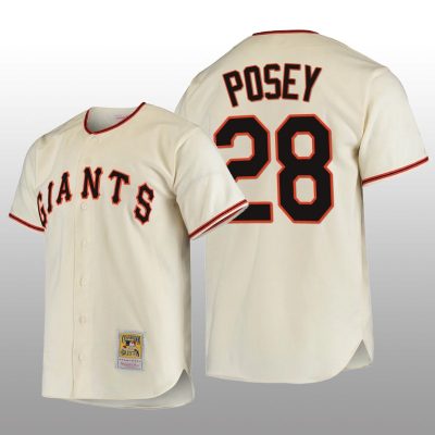 San Francisco Giants Buster Posey Authentic Cooperstown Collection Home Cream 1954 Jersey