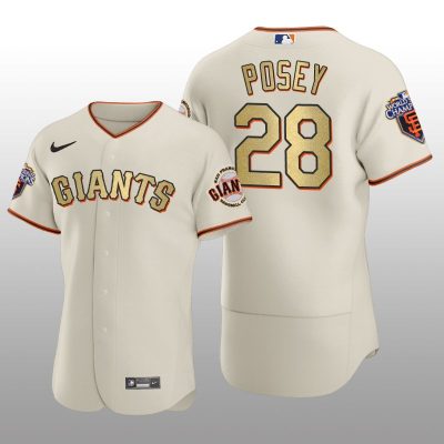 San Francisco Giants Buster Posey World Series Champions 2010 Cream Gold Jersey