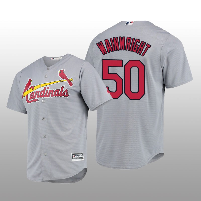 St. Louis Cardinals Adam Wainwright Cool Base Road Official Player Gray Jersey