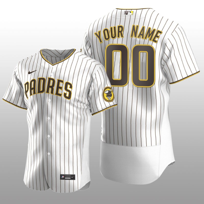 White Brown Authentic Custom San Diego Padres Home Jersey