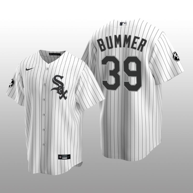 White Sox Aaron Bummer MR Patch Replica White Black Jersey