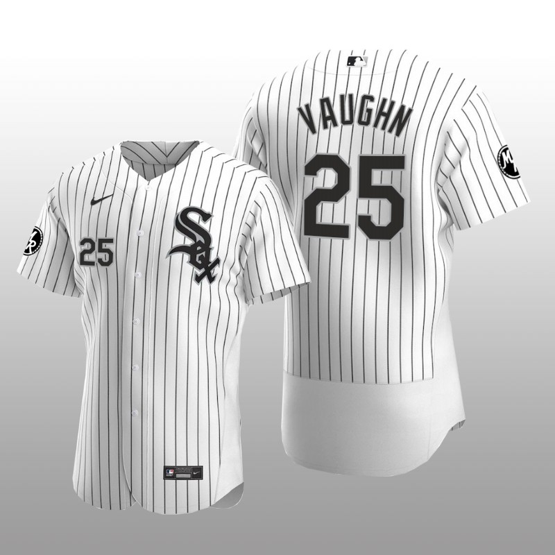 White Sox Andrew Vaughn MR Patch Authentic Home Jersey White Black