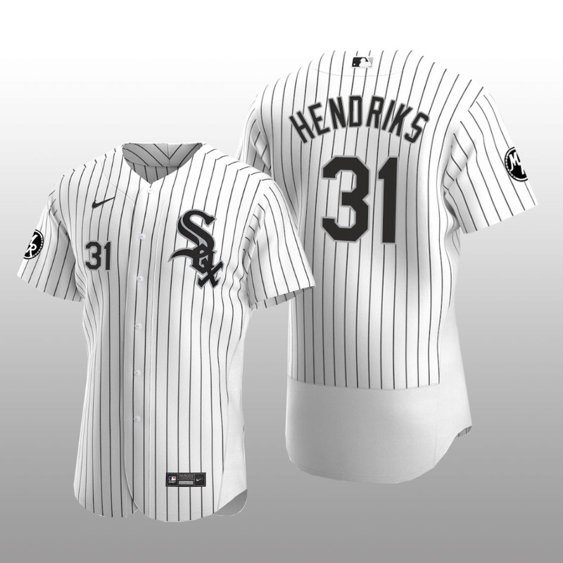 White Sox Liam Hendriks MR Patch Authentic Home Jersey White Black
