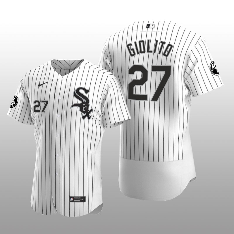 White Sox Lucas Giolito MR Patch Authentic Home Jersey White Black