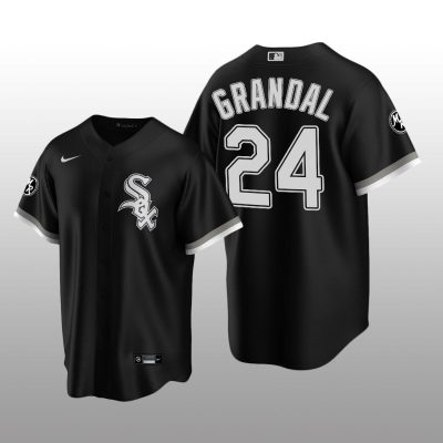 White Sox MR Patch Yasmani Grandal Replica Black Alternate Jersey