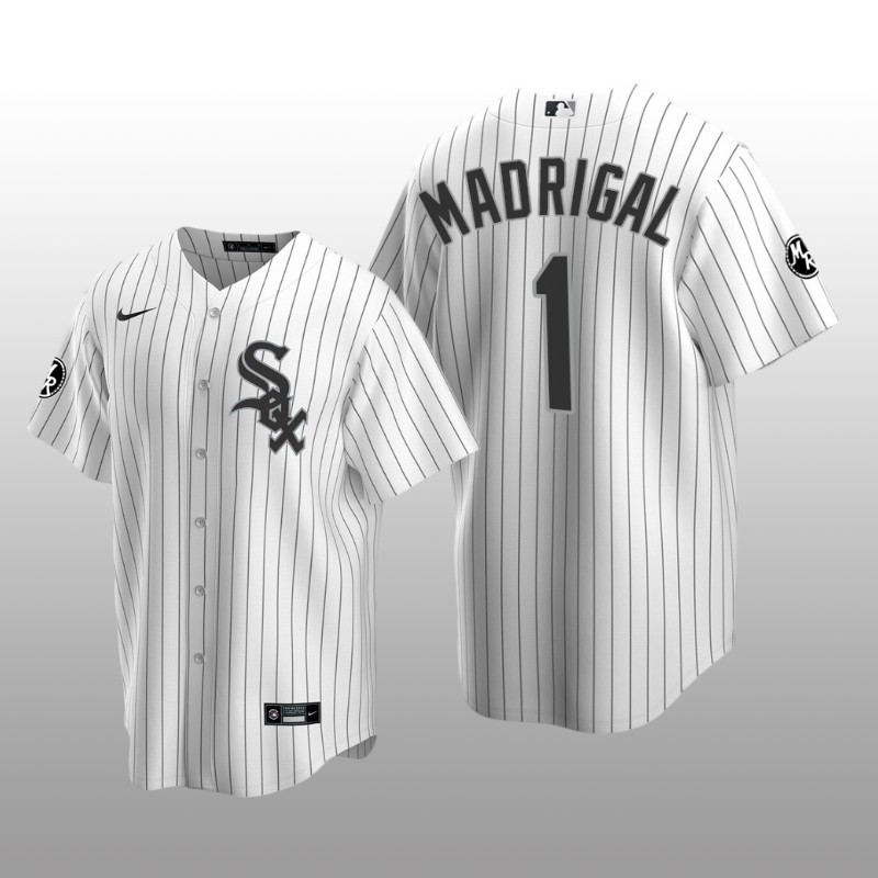 White Sox Nick Madrigal MR Patch Replica White Black Jersey