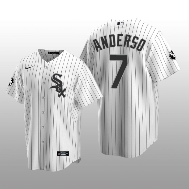 White Sox Tim Anderson MR Patch Replica White Black Jersey