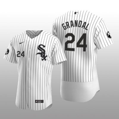 White Sox Yasmani Grandal MR Patch Authentic Home Jersey White Black