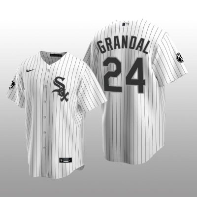 White Sox Yasmani Grandal MR Patch Replica White Black Jersey