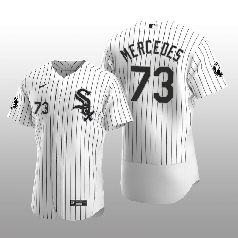 White Sox Yermin Mercedes MR Patch Authentic Home Jersey White Black