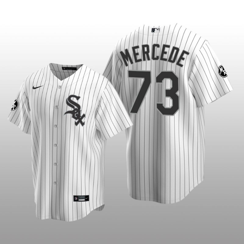 White Sox Yermin Mercedes MR Patch Replica White Black Jersey