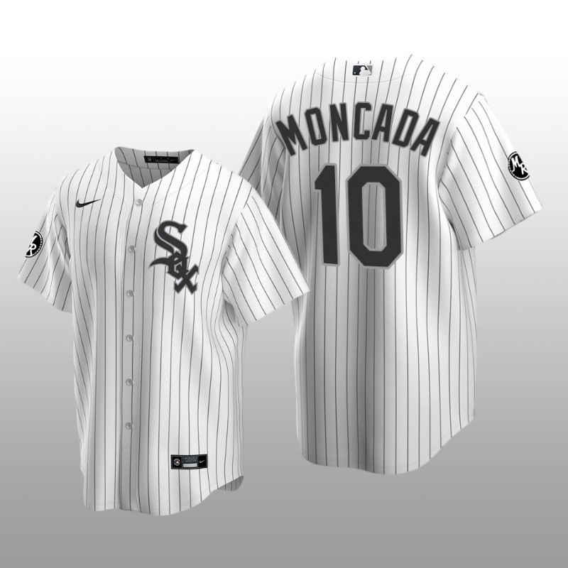 White Sox Yoan Moncada MR Patch Replica White Black Jersey