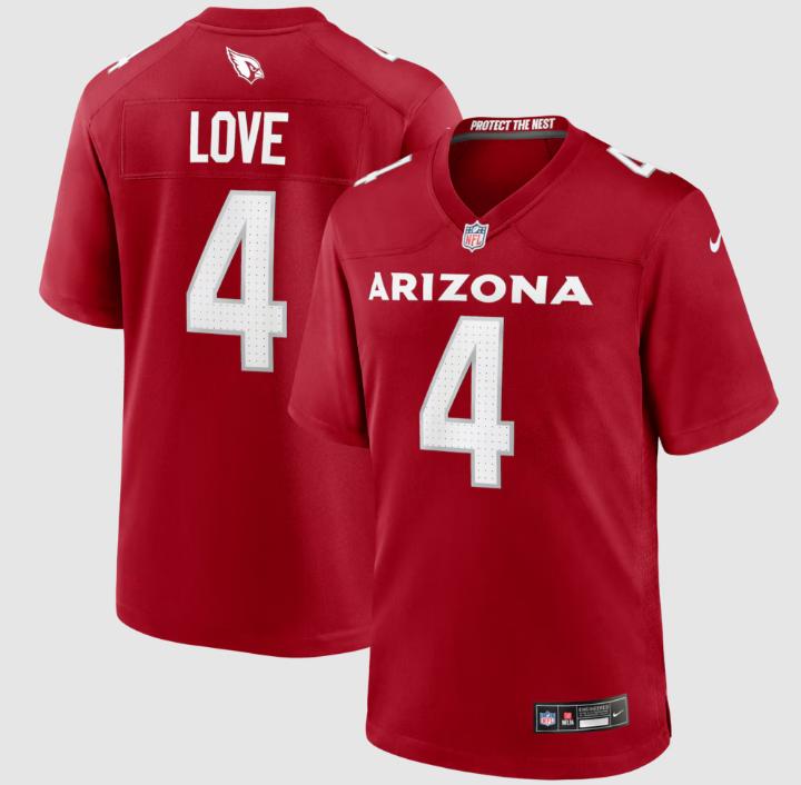 Nike Cardinal Jeremiyah Love #4 Arizona Cardinals Game Jersey