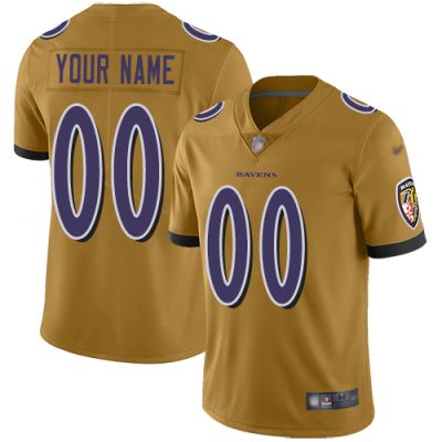 Nike Baltimore Ravens Customized Gold Men's Stitched NFL Limited Inverted Legend Jersey
