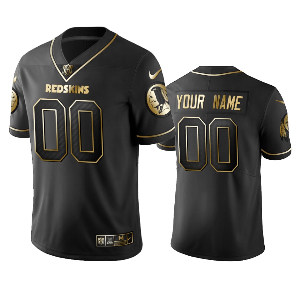 Redskins Custom Men's Stitched NFL Vapor Untouchable Limited Black Golden Jersey
