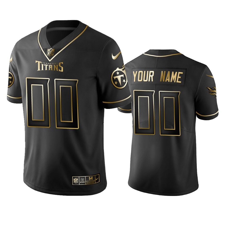 Titans Custom Men's Stitched NFL Vapor Untouchable Limited Black Golden Jersey