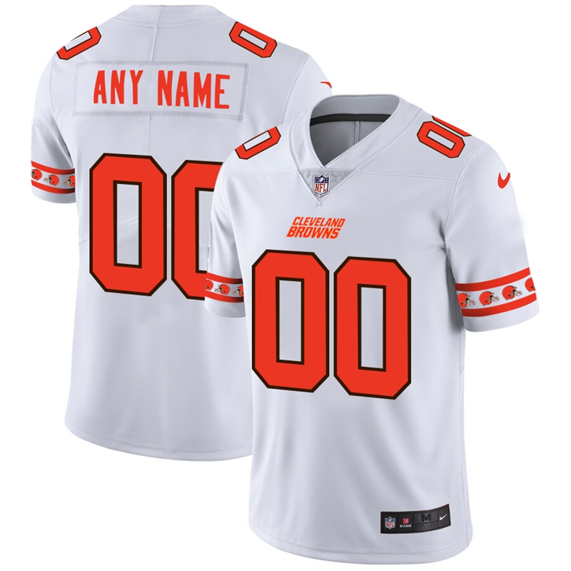 Cleveland Browns Custom Nike White Team Logo Vapor Limited NFL Jersey
