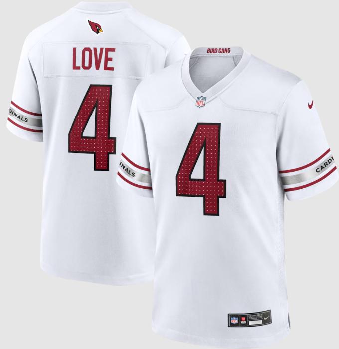 Arizona Cardinals Nike Game Road White Jersey - Jeremiyah Love