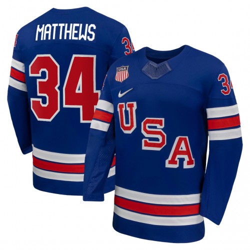 Auston Matthews USA Hockey Olympic Nike 2026 Royal Home Replica Jersey