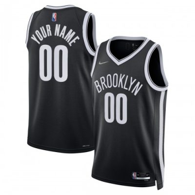 Brooklyn Nets Nike Diamond Swingman Custom Jersey  - Black