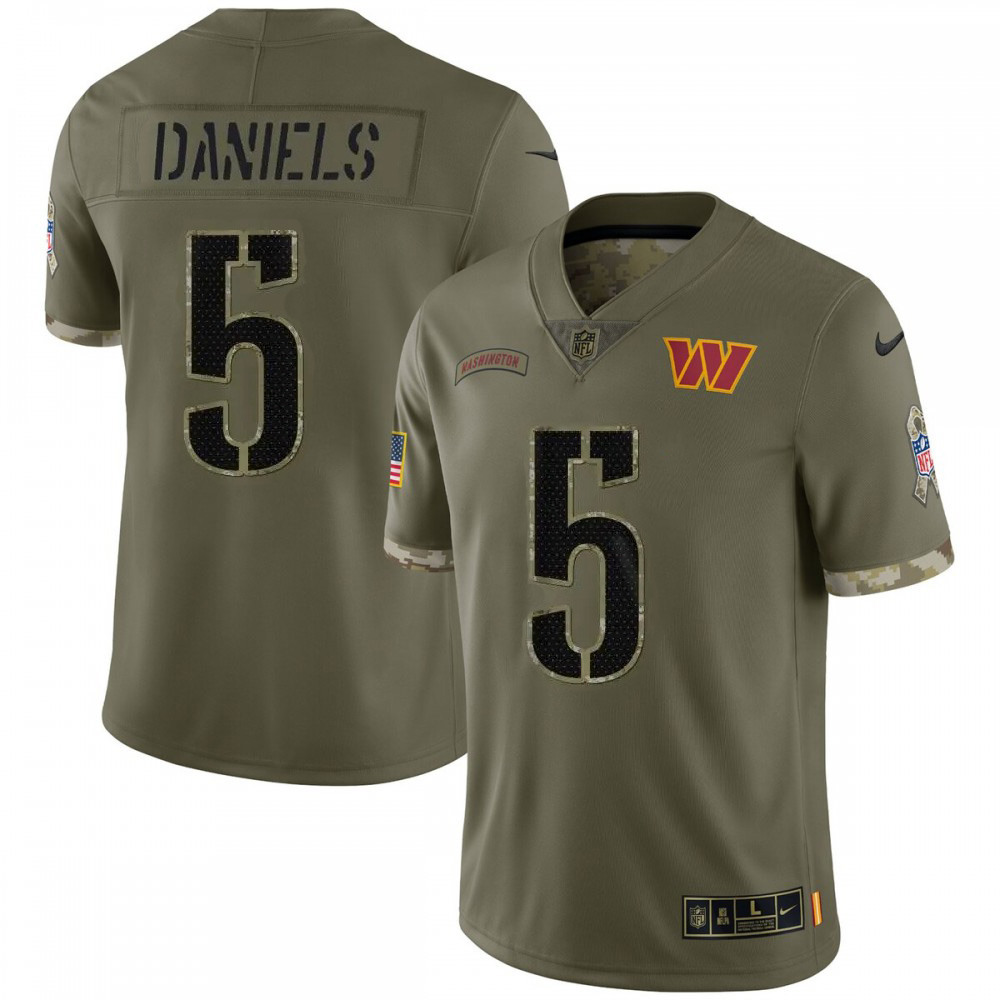Jayden Daniels #5 Washington Commanders Nike Salute To Service Limited Jersey - Olive
