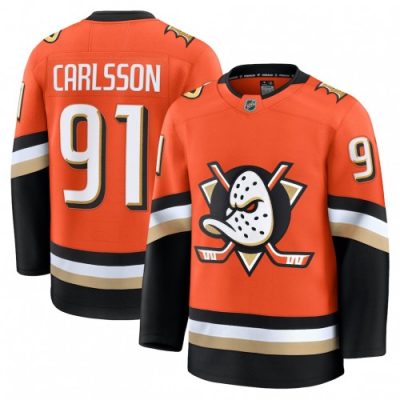 Leo Carlsson Men's Anaheim Ducks Orange Home Premium Jersey