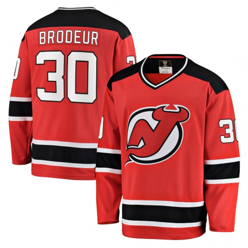 Martin Brodeur New Jersey Devils Jack Hughes Red Home Premium Jersey