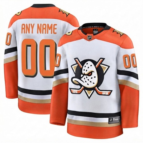 Men's Anaheim Ducks White Away Premium Custom Jersey